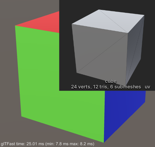 "A cube with a single Mesh and one Primitive for each side."
