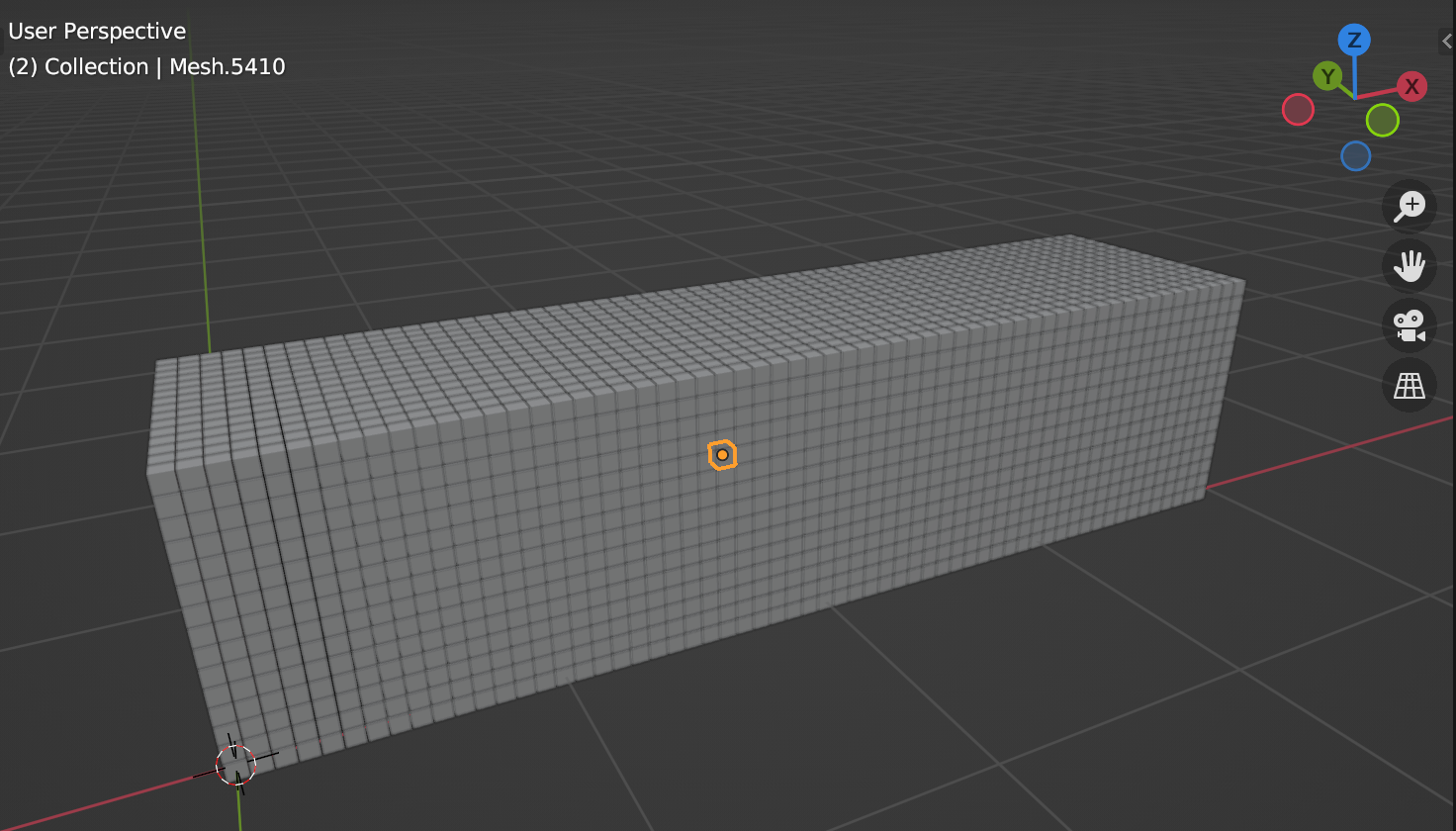 "Test scene in Blender showing thousands of cubes"